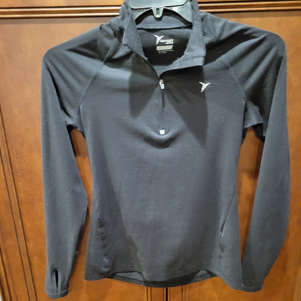 Old Navy Active Women's Black Long Sleeve Shirt 1/4 Zip Sz XS Semi-Fitted
